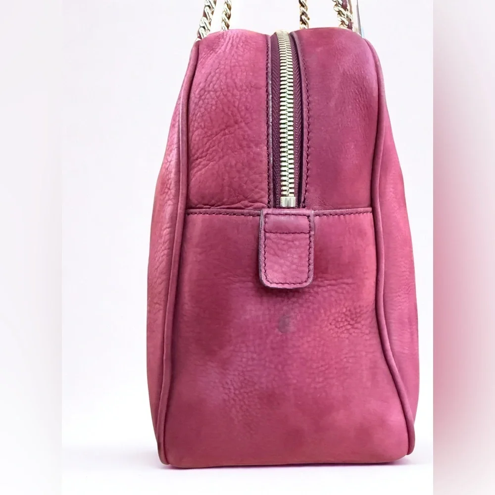 GUCCI Limited Edition Soho Chain Shoulder Bag - Burgundy Nubuck Suede -with COA